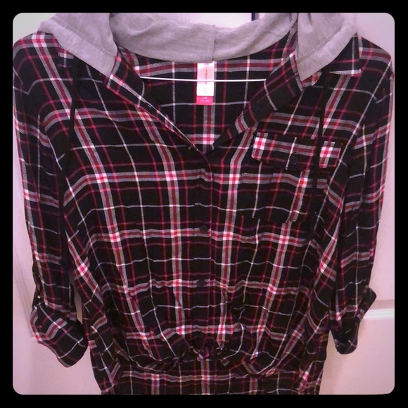 Ladies soft hooded button down - Picture 1 of 3